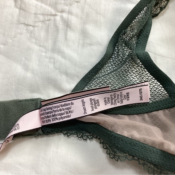 NWT Victoria’s Secret Dream Angels Lined Plunge Green Lace High Neck Bra - Picture 5 of 6